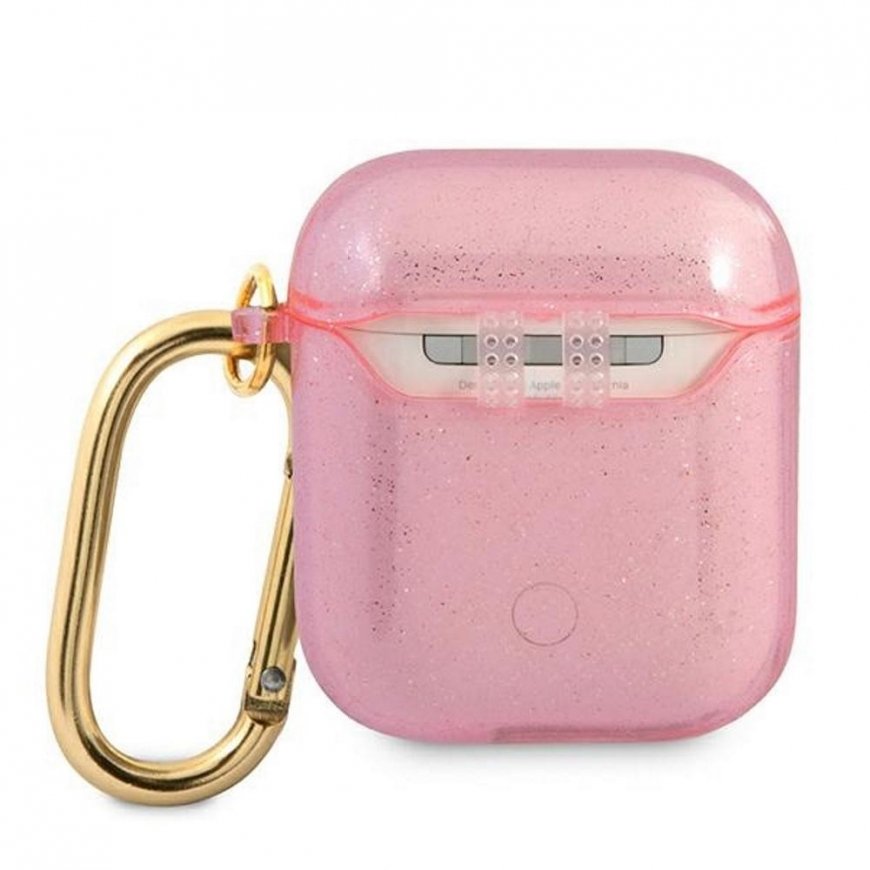 Guess apsauginis dėklas GUA2UCG4GP Glitter Collection, skirtas AirPods 1/2 rožinės spalvos – 3