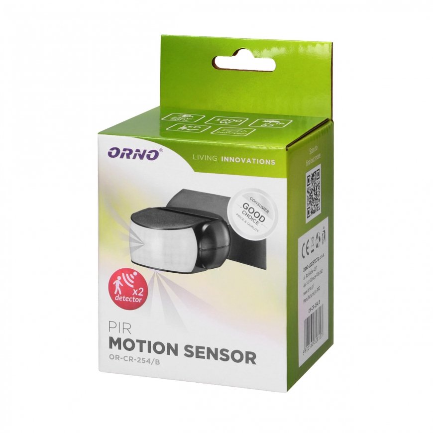 Orno judesio 360/180st. 2 jutikliai, IP65 1200W juodą OR-CR-254/B – 11