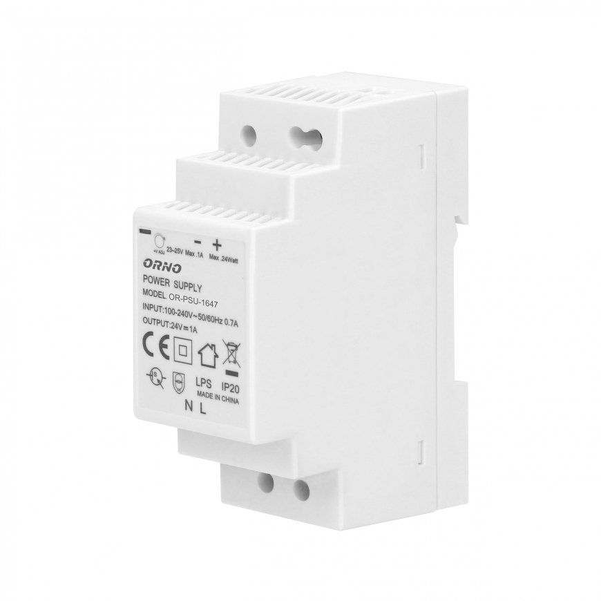 Orno Power supply for DIN rail 24VDC, 1A, 24W, 2 modules wide – 3