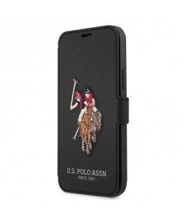 US Polo Assn US Polo USFLBKP12MPUGFLBK iPhone 12/12 Pro 6.1" Black/Black Book Polo Embroidery Collection