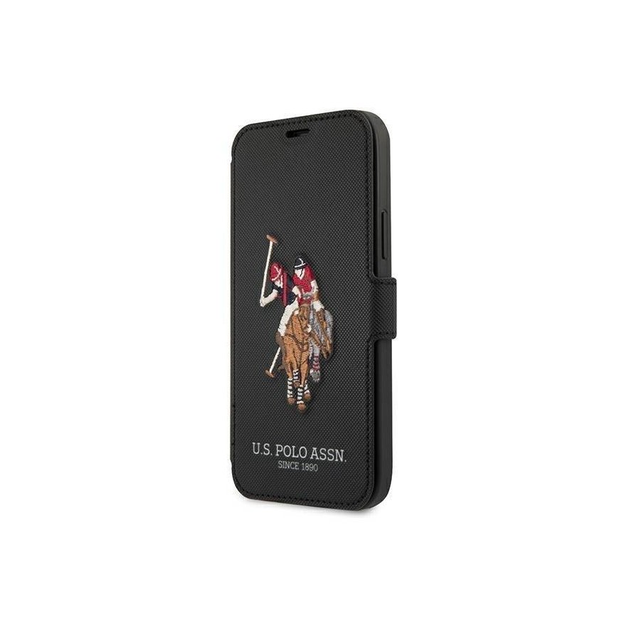 US Polo Assn US Polo USFLBKP12MPUGFLBK iPhone 12/12 Pro 6.1 "juoda / juoda knyga Polo siuvinėjimo ko