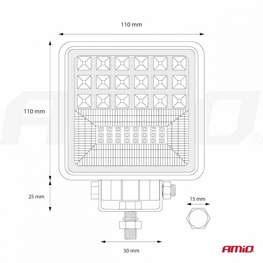 Amio Darbinė lempa awl14 42 led combo (2 funkcijos) 9-36v – 3