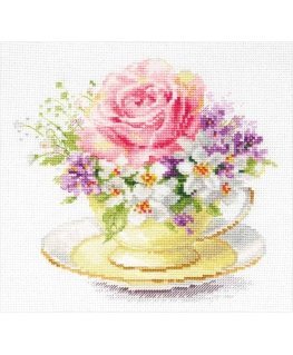 Beldizart Cross stitch kit "Bright colors of the morning. Cup with a rose" S2-56