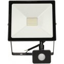 Orno ALLED 50W LED spotlight with PIR, 4000lm, IP44, 4000K, Alu + glass