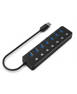GEMBIRD 7-port USB 3.1 Gen 1 HUB with switches black