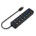 GEMBIRD 7-port USB 3.1 Gen 1 HUB with switches black GEMBIRD 7-port USB 3.1 Gen 1 HUB with switches black