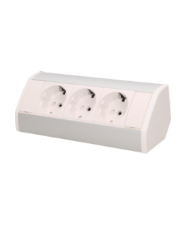 Orno Furniture socket 3x2P + Z, schuko, white and silver