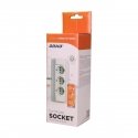 Orno Furniture socket 3x2P + Z, schuko, white and silver Orno Furniture socket 3x2P + Z, schuko, white and silver