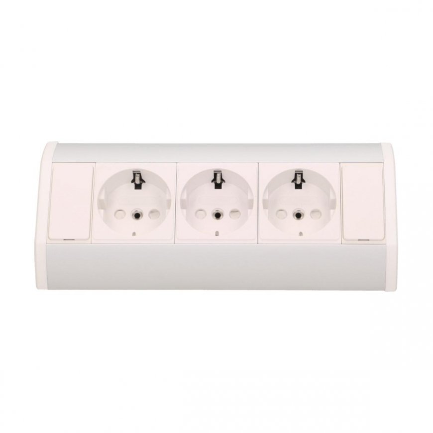 Orno Furniture socket 3x2P + Z, schuko, white and silver – 4