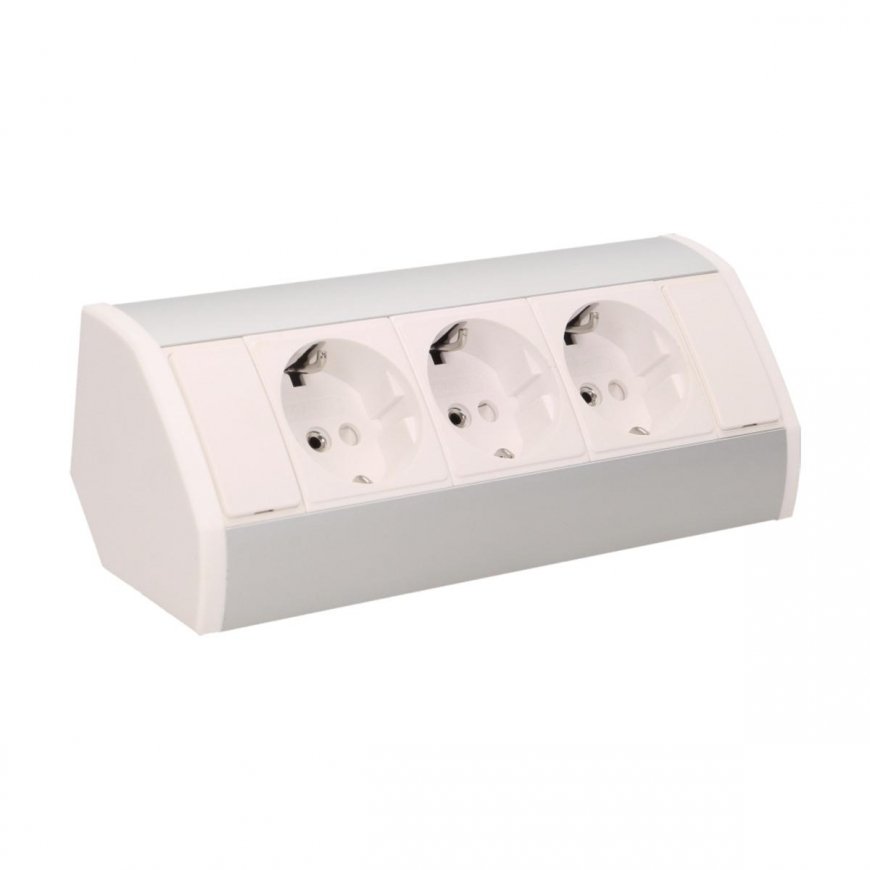 Orno Furniture socket 3x2P + Z, schuko, white and silver – 5