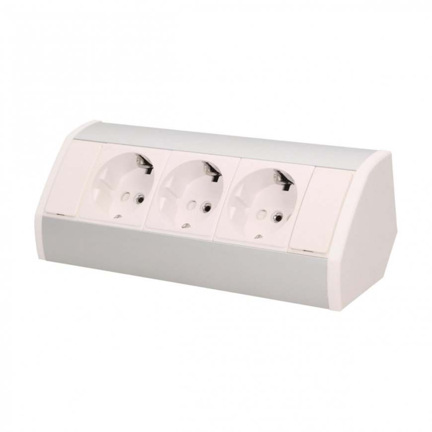 Orno Baldų lizdas 3x2P + Z, schuko, balta ir sidabrinė – 9