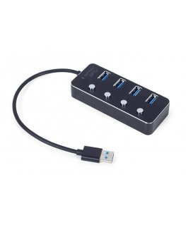 GEMBIRD USB 3.1 Gen 1 4-port hub with switches black