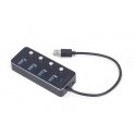 GEMBIRD USB 3.1 Gen 1 4-port hub with switches juodas GEMBIRD USB 3.1 Gen 1 4-port hub with switches juodas