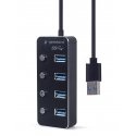 GEMBIRD USB 3.1 Gen 1 4-port hub with switches juodas GEMBIRD USB 3.1 Gen 1 4-port hub with switches juodas