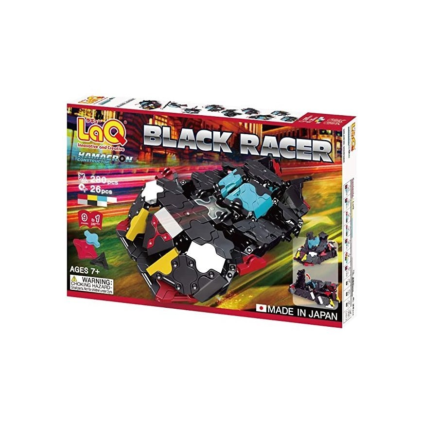 Japoniškas edukacinis konstruktorius LaQ Hamacron Constructor "Juodas Racer" - net 9 transporto prie – 3