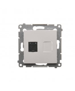 Kontakt-Simon Simon 54 Vienvietis kompiuterio lizdas RJ45 6 kategorija su apsauga nuo dulkių (modulis) juodas matinis D61.01 / 4