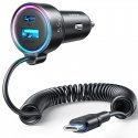 Joyroom Fast Car Charger 3 in 1 with USB Type C Cable 1.5m 55W Black (JR-CL07)