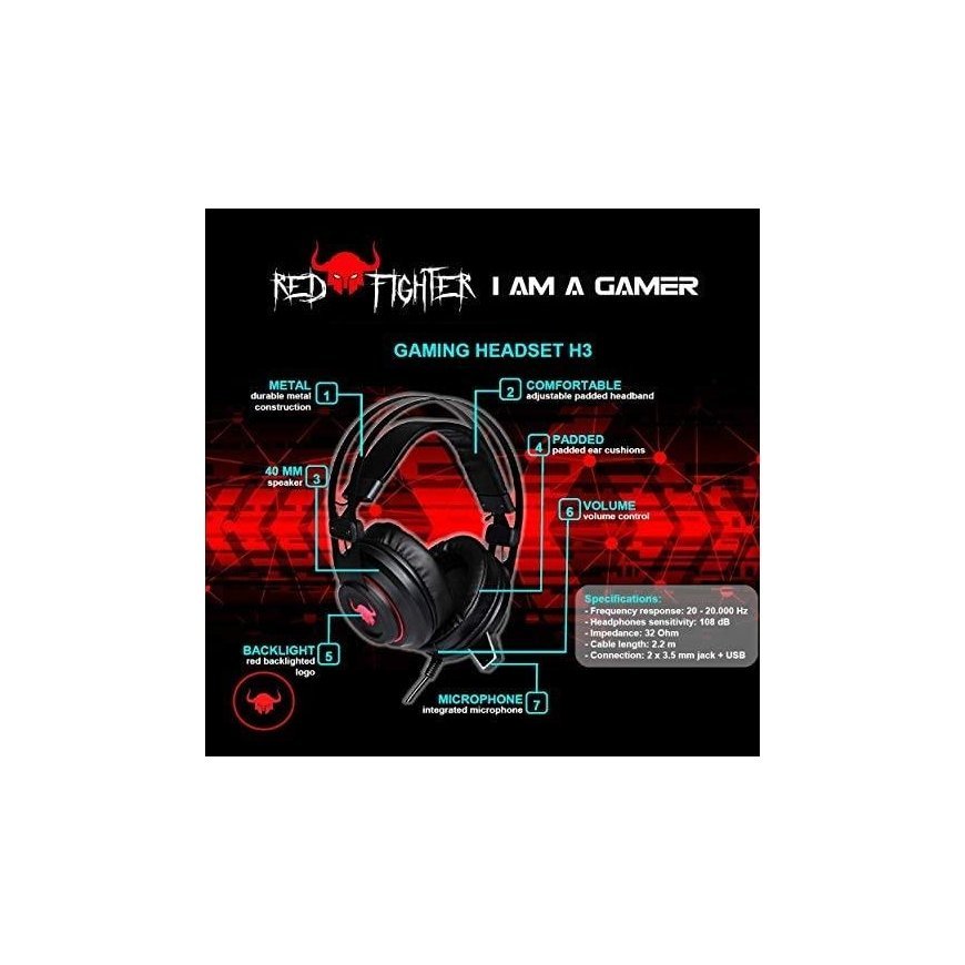Red Fighter Red Fighter Headphones Red Fighter H3 Red (QMRDM03RGR00) – 11
