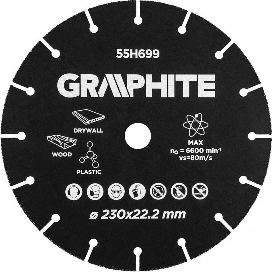 Graphite Graphite cutting disc Hm for wood and plastic 230 x 22.2 mm 55h699 graphite
