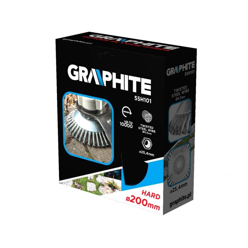 GRAPHITE Wire brush for brush cutter 200 x 25.4 mm, hard, tangled wires – 4