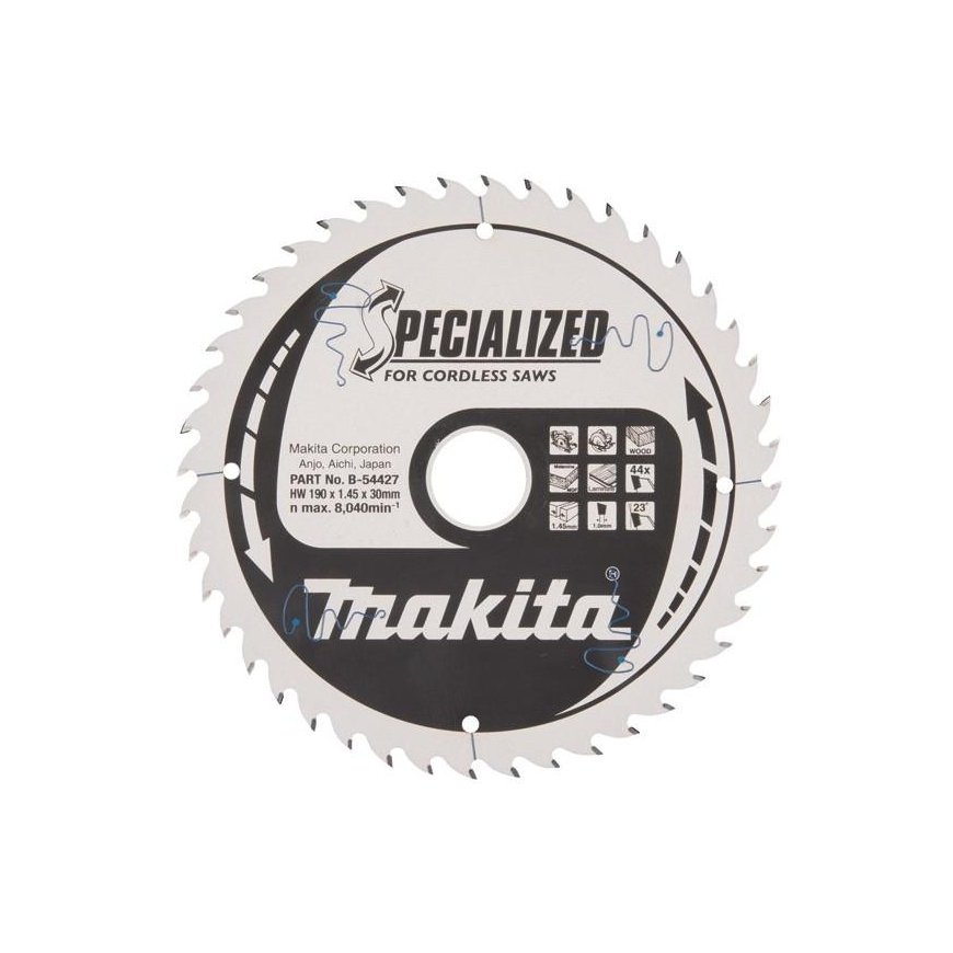 Makita B-54427 T.C.T. pjūklas 190X1.45X30mm 23° T44 SPECIALIZED akum. diskiniams pjūklams – 3