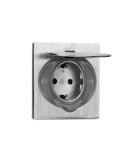 Orno Elektra socket, hermetic, recessed, IP44, stainless steel, Schuko version
