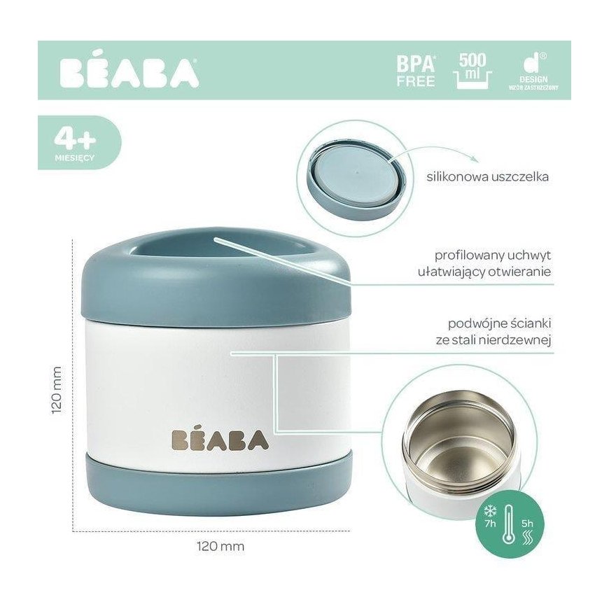 BEABA THERMO FOOD CONTAINER 500 ML BALTIC Blue/White – 7