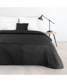 Eurofirany DESIGN 91 BONI / 6 Lovatiesė, dygsniuota karšto spaudimo būdu su lapų raštu, 170X210 cm, spalva: juoda Lovatiesė