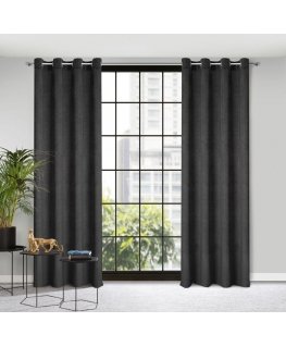 Eurofirany ELIZA Soft velvet night curtain with small pattern, 140X250 cm, loops / rings, color: black