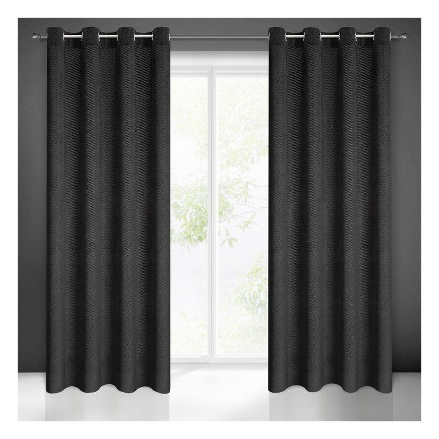 Eurofirany ELIZA Soft velvet night curtain with small pattern, 140X250 cm, loops / rings, color: bla – 2