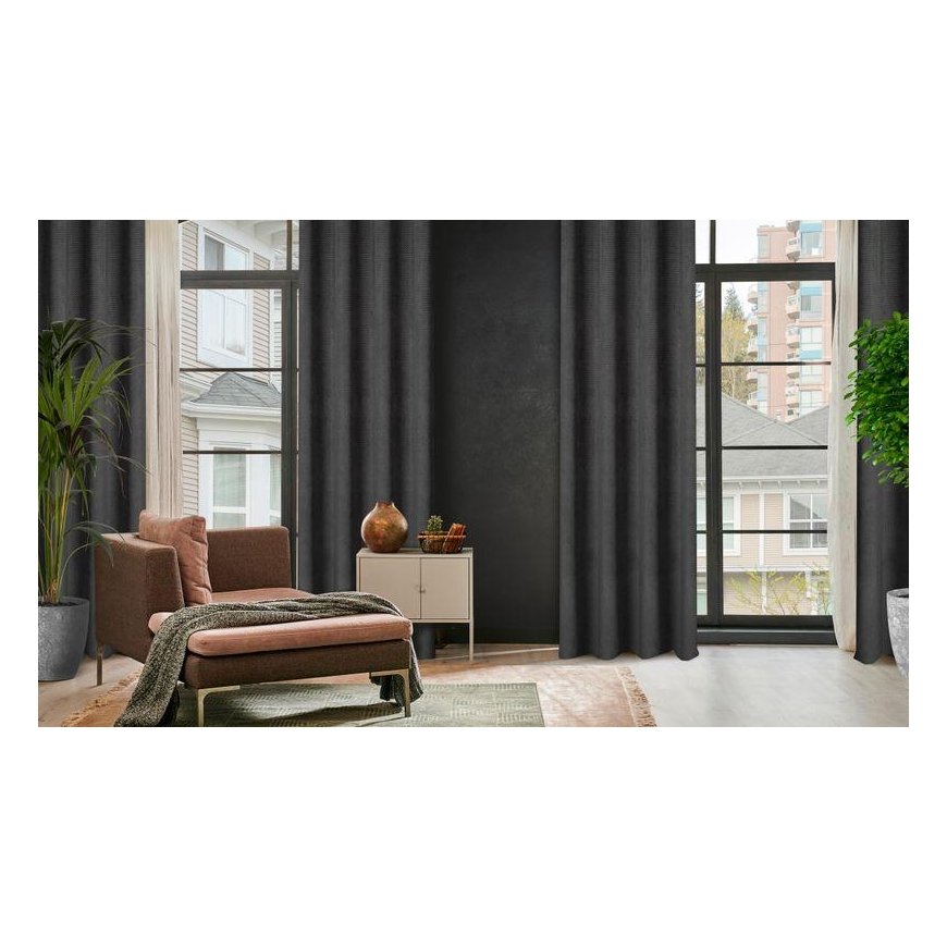 Eurofirany ELIZA Soft velvet night curtain with small pattern, 140X250 cm, loops / rings, color: bla – 10