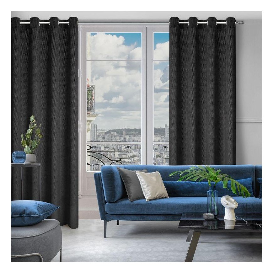 Eurofirany ELIZA Minkšto aksomo naktinė užuolaida su smulkiu raštu, 140X250 cm, kilpos / žiedai, spa – 11