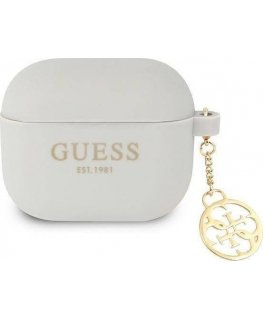 Guess Apsauginis dėklas silikoninis Charm 4G Collection, skirtas AirPods 3 pilkas