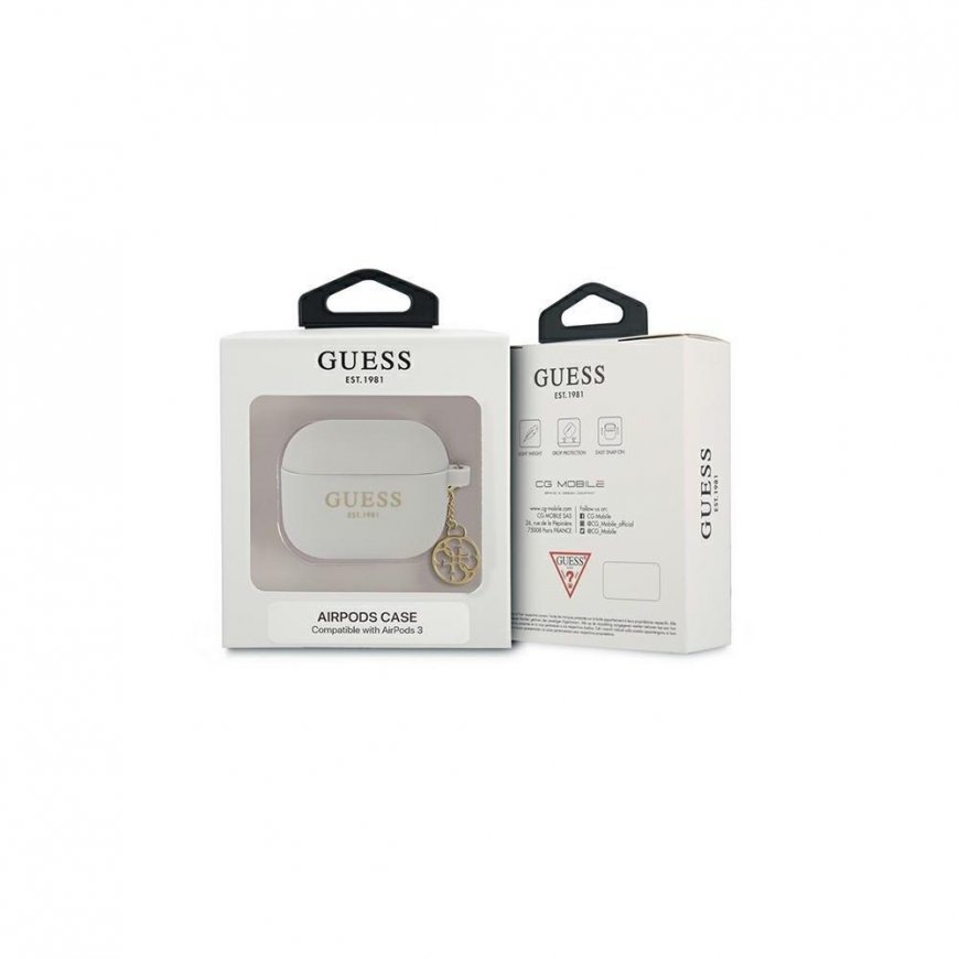 Guess Silicone protective case Charm 4G Collection for AirPods 3 gray – 5