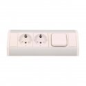 Orno 2x2P + Z furniture socket with switch, schuko, white and silver Orno 2x2P + Z furniture socket with switch, schuko, white and silver
