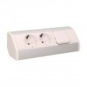 Orno 2x2P + Z furniture socket with switch, schuko, white and silver Orno 2x2P + Z furniture socket with switch, schuko, white and silver