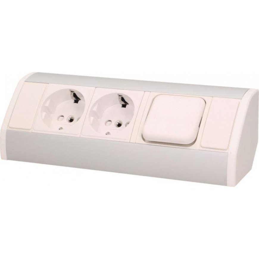 Orno 2x2P + Z furniture socket with switch, schuko, white and silver – 9