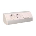 Orno 2x2P + Z furniture socket with switch, schuko, white and silver Orno 2x2P + Z furniture socket with switch, schuko, white and silver