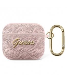 Guess GUA3SASMP AirPods 3 cover pink/pink Saffiano Script Metal Collection