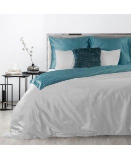 Eurofirany NOVA3 high-quality cotton satin monochrome bedding set, 180 X 200 cm, 2 pcs. 70 X 80cm, color: light grey/turquoise