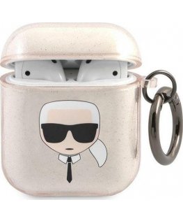 Karl Lagerfeld Protective Case KLA2UKHGD Shiny Karl Head AirPods 1/2 Gold