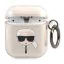 Karl Lagerfeld Apsauginis dėklas KLA2UKHGD Blizgantis Karlo galvutė AirPods 1/2 aukso