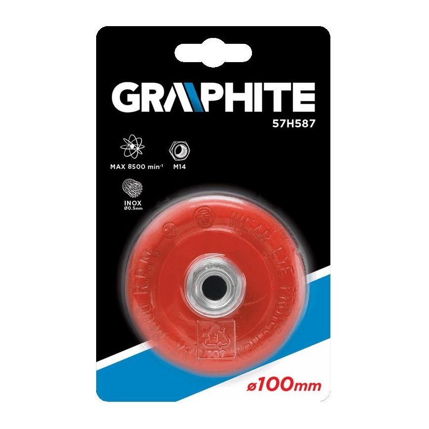 Graphite Grafitu sustiprintas vielinis šepetys 100mm M14 INOX - 57H587 – 3
