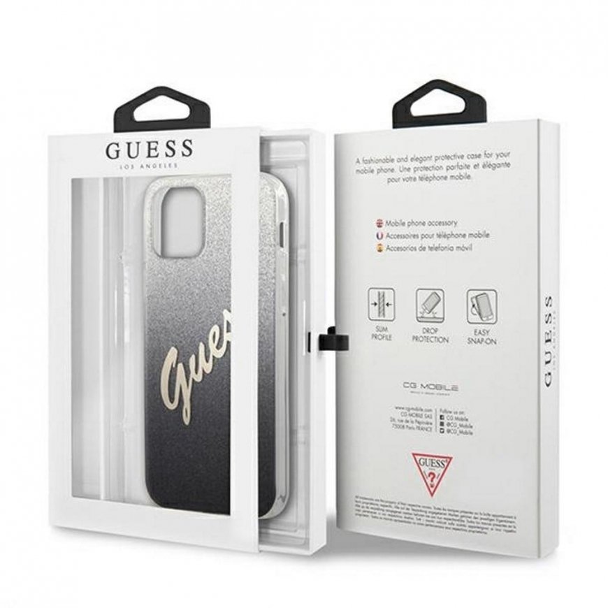 Guess GUHCP12LPCUGLSBK iPhone 12 Pro Max 6.7quot black/black hardcase Glitter Gradient Script – 6
