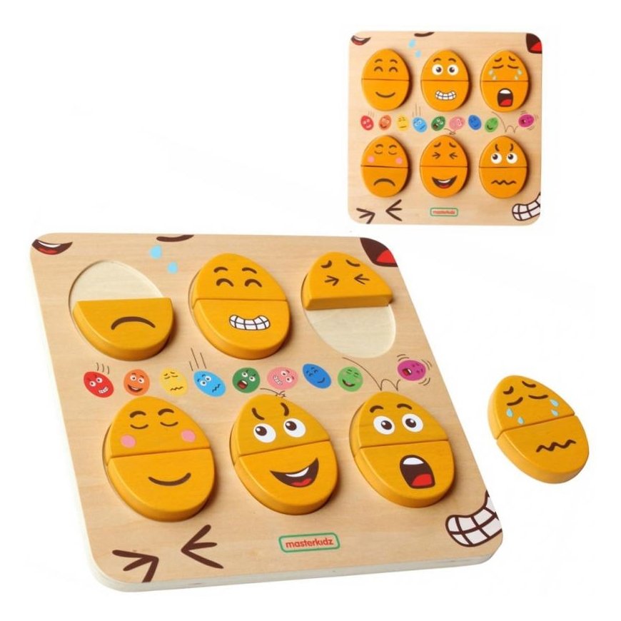 MASTERKIDZ board for learning emotions Wooden eggs What humor?