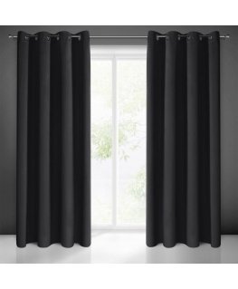 Eurofirany LOGAN blackout tipo temdanti naktinė užuolaida, 135X250 cm, kilpos / žiedai, spalva: juoda