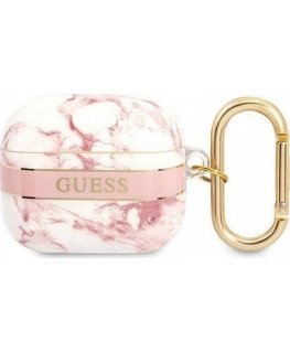 Guess GUA3HCHMAP AirPods 3 cover pink/pink Marble Strap Collection
