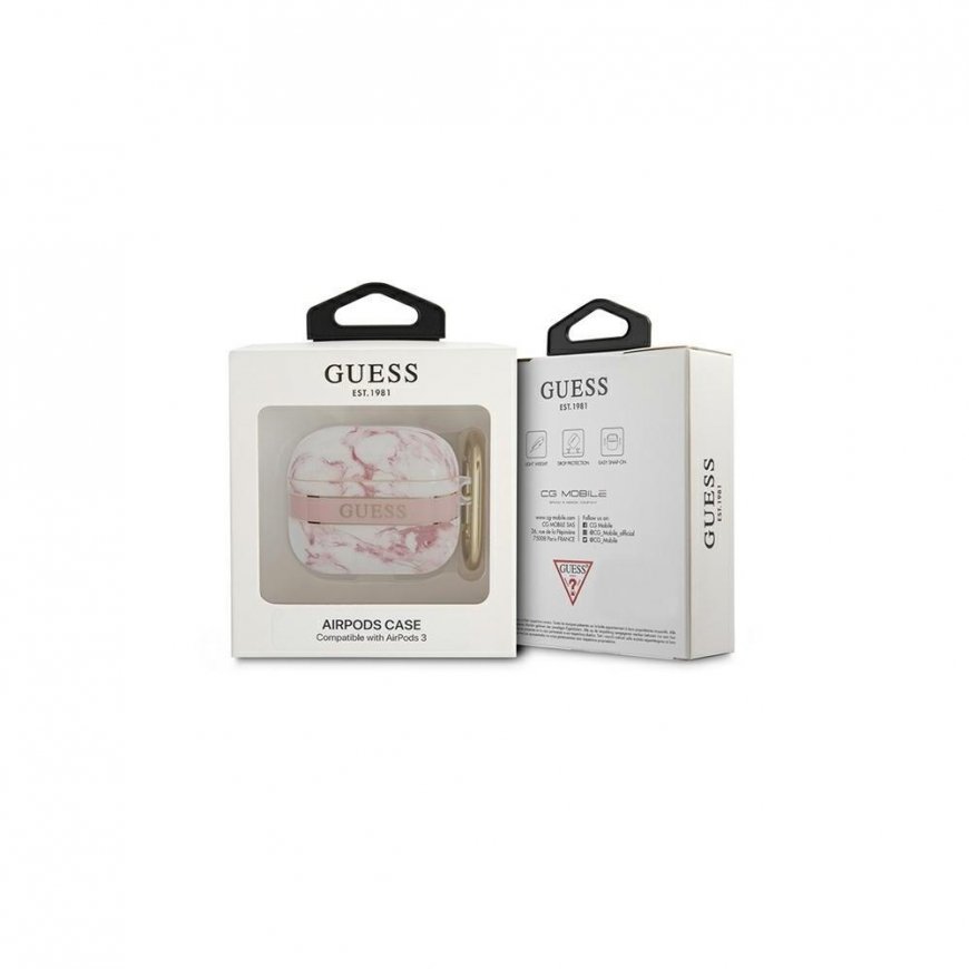 Guess GUA3HCHMAP AirPods 3 cover pink/pink Marble Strap Collection – 5