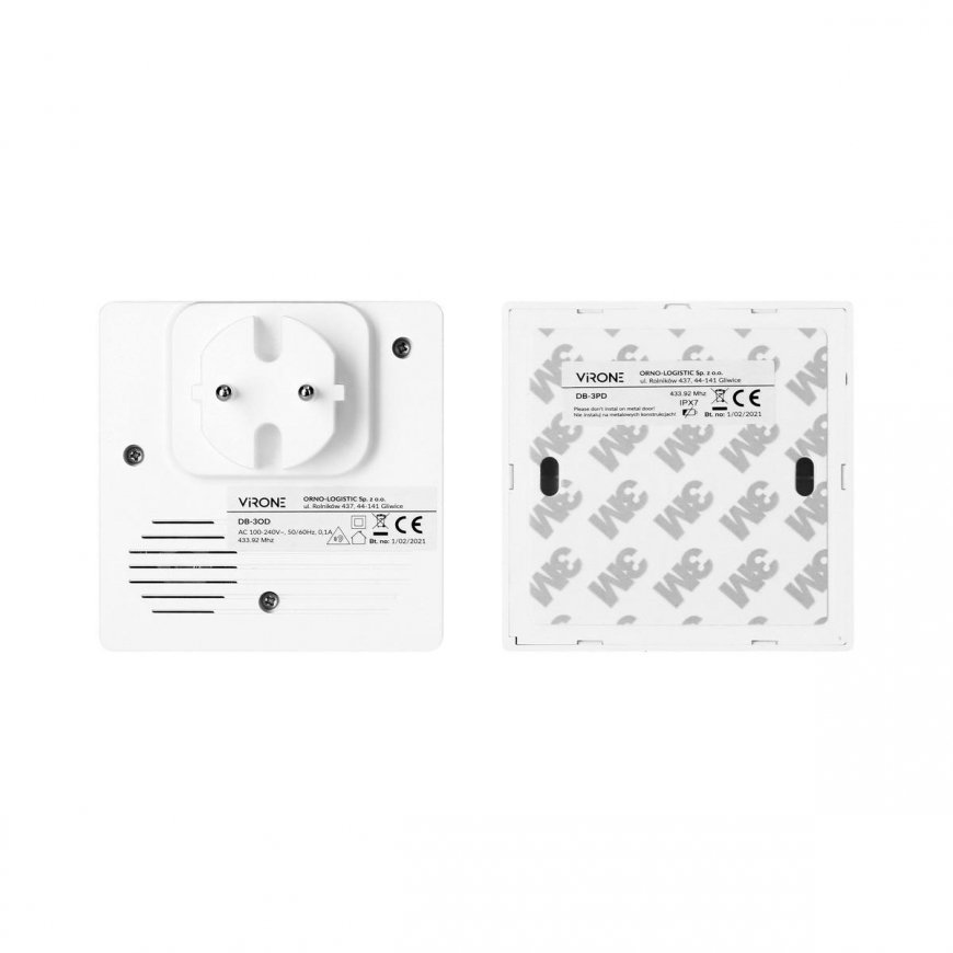Orno WAYO AC Wireless Doorbell Network Connected Button Battery Free Learning System 25 Tones 80m – 6