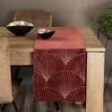 Eurofirany BLINK / 14 Velvet table runner with a large art deco fan pattern, 35X220 cm, color: brick